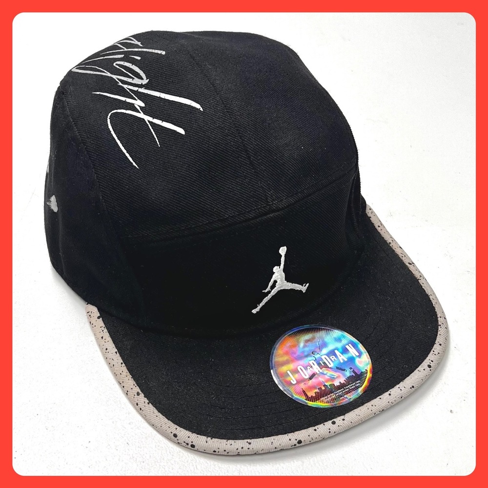 Air Jordan FLIGHT 5 Panel Hat Cap Men's Black Gray Speckled Streetwear Jumpman